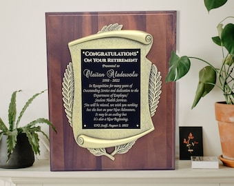 Personalized Plaque Appreciation Recognition Graduation Retirement Award Employee Staff Boss Gift Diploma Sign with Custom Engraved Name