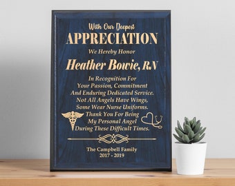Nurse Appreciation Gift Personalized Wood Plaque Custom Poem Name RN First Line Staff Hero Thank You Gift Nursing Student Engraved Sign
