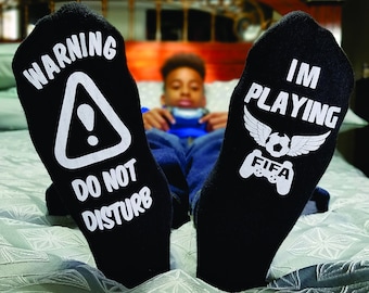 Gamer socks-FIFA socks- gamer gift, football socks, boys socks, men's socks, football gift, stocking filler, do not disturb I'm playing fifa