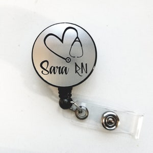 Personalized ID Badge Holder Retractable Reel Custom Design Name Tag Clip Round Nurse Teacher Student Staff Doctor Maintenance