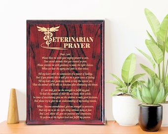 Veterinarian Prayer Plaque Personalized Poem Engraved Vet Tech Doctor Animal Rescuer Appreciation Gift Name Monogram Keepsake