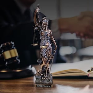 Blind Lady Justice Statue, Greek Statue, Bronze Statue, Office Gift, Gifts for Lawyers, Engraved Statue, Greek Goddess Statue,Divine Goddess image 2