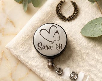 Personalized ID Badge Holder Retractable Reel Custom Design Name Tag Clip Round Nurse Teacher Student Staff Doctor Maintenance