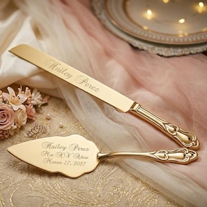 Quinceanera Cake Server Set Cutter Knife Personalized Engraved Name Date Sweet 16 Latino Birthday Milestone Party Supply Keepsake