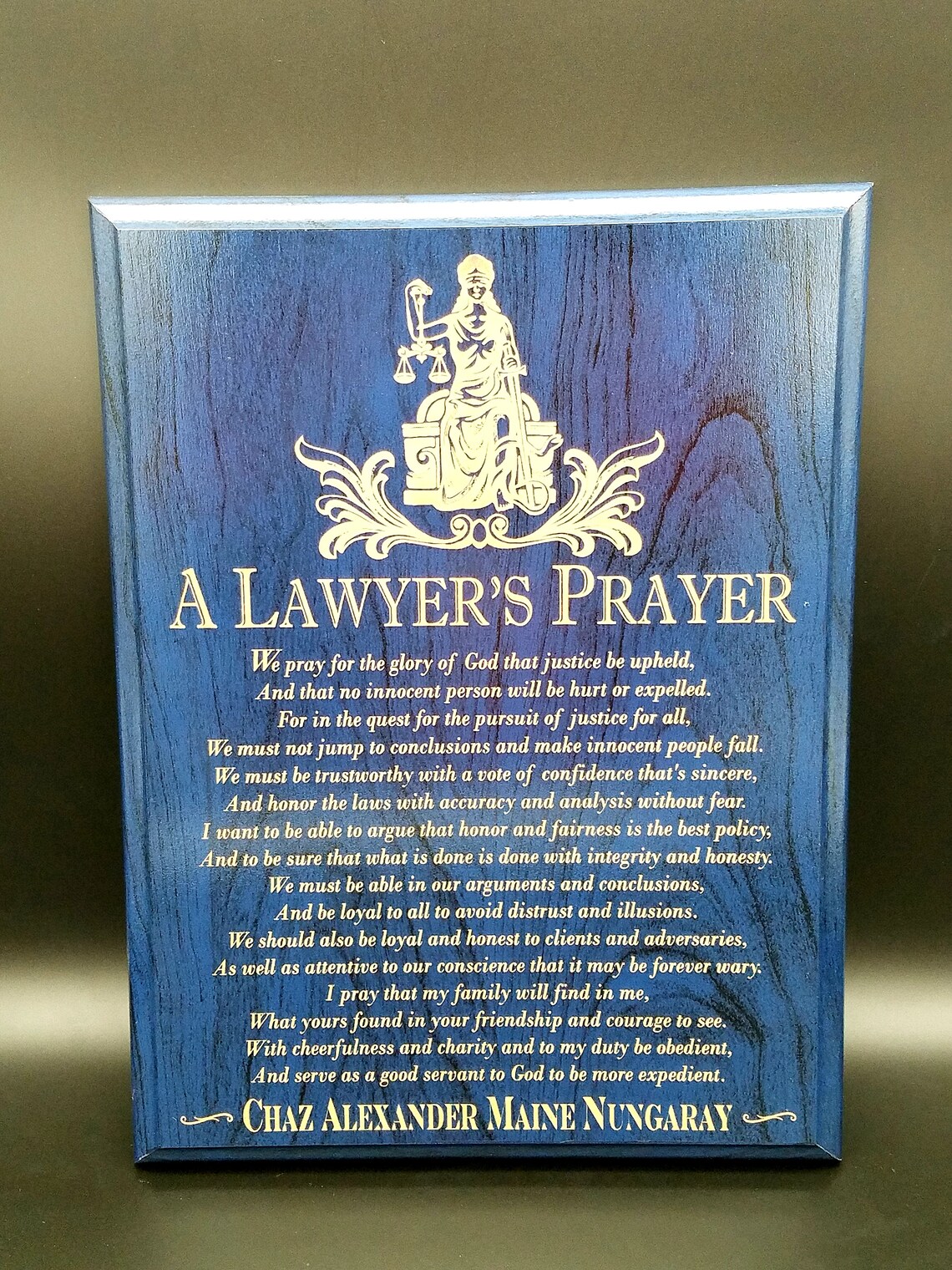 Lawyer Prayer Plaque Personalized Poem Engraved Attorney Gift Etsy