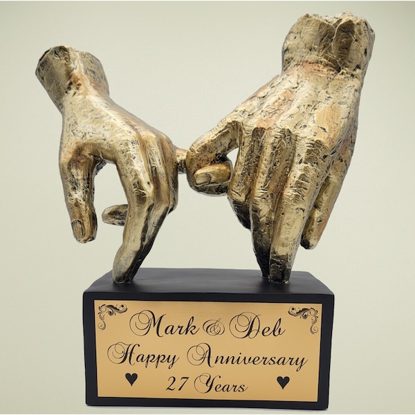 Personalized Hand Sculpture Couple Wedding Anniversary Statue Family Remembrance Heartfelt Gift Holding Hands Laser Engraved Customised