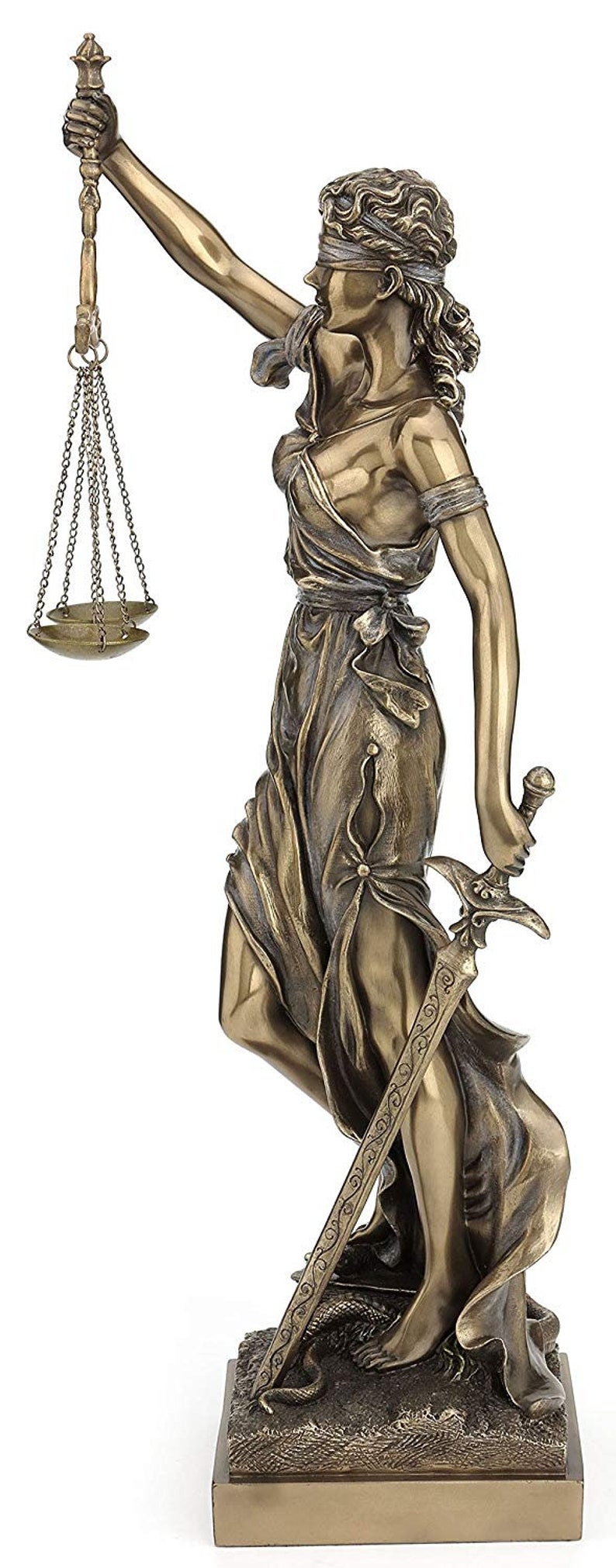 Blind Lady Justice Statue, Greek Statue, Bronze Statue, Office Gift, Gifts for Lawyers, Engraved Statue, Greek Goddess Statue,Divine Goddess image 10