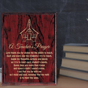 Laser Engraved Teacher&#39;s Prayer Plaque Personalized School Teacher Name Graduation Mentor Professor Gift