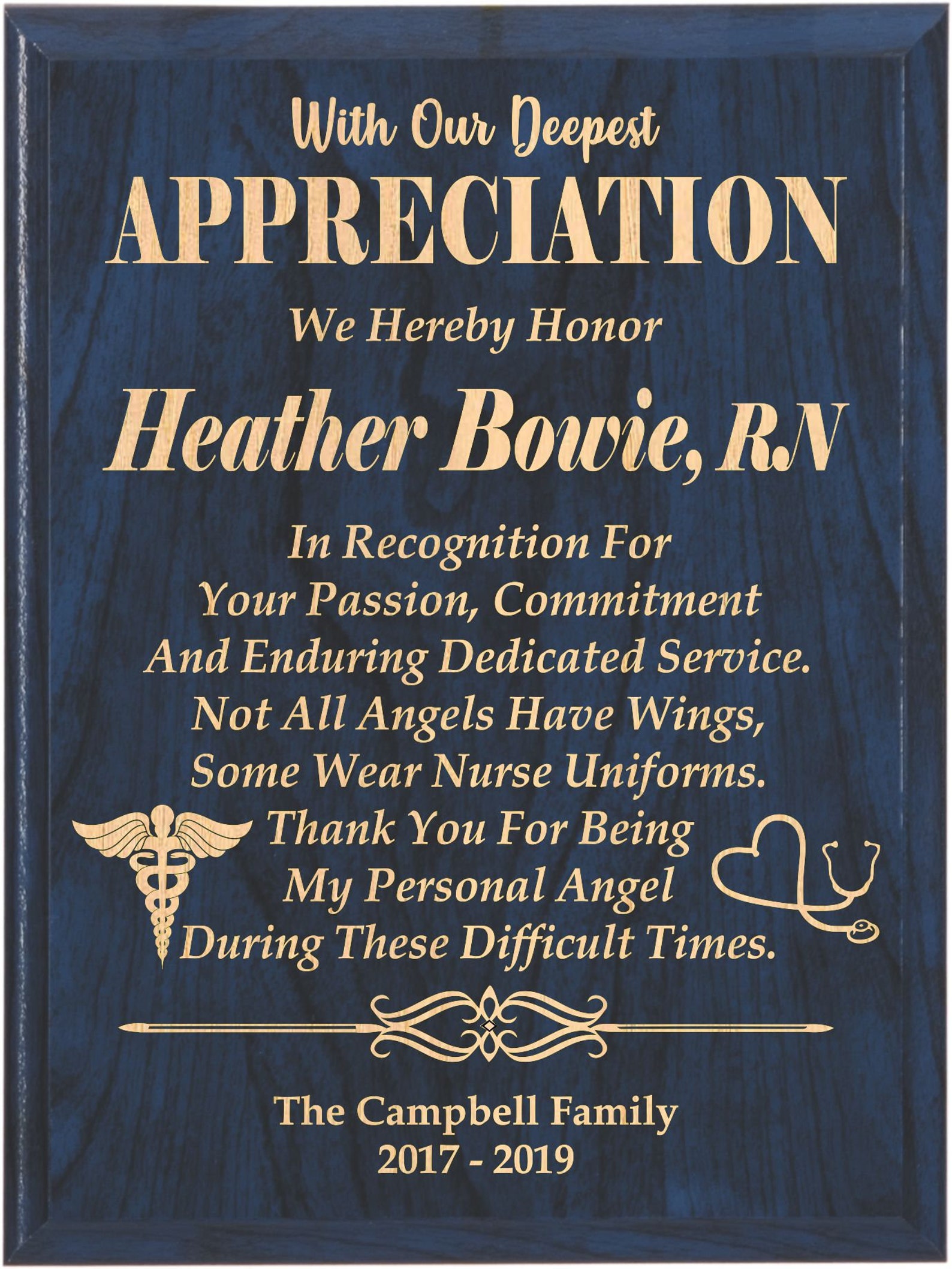 Nurse Thank You Appreciation Plaque Recognition Gift Nurse Etsy