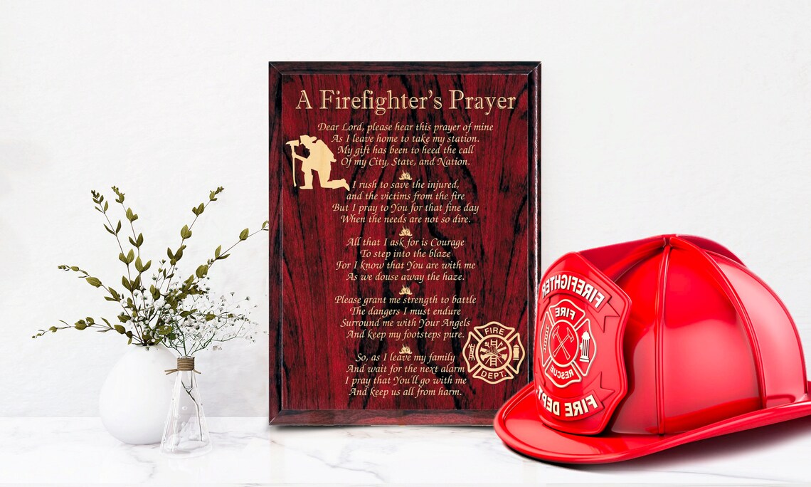 Firefighter's Prayer Personalized Laser Engraved Fireman Custom Name ...