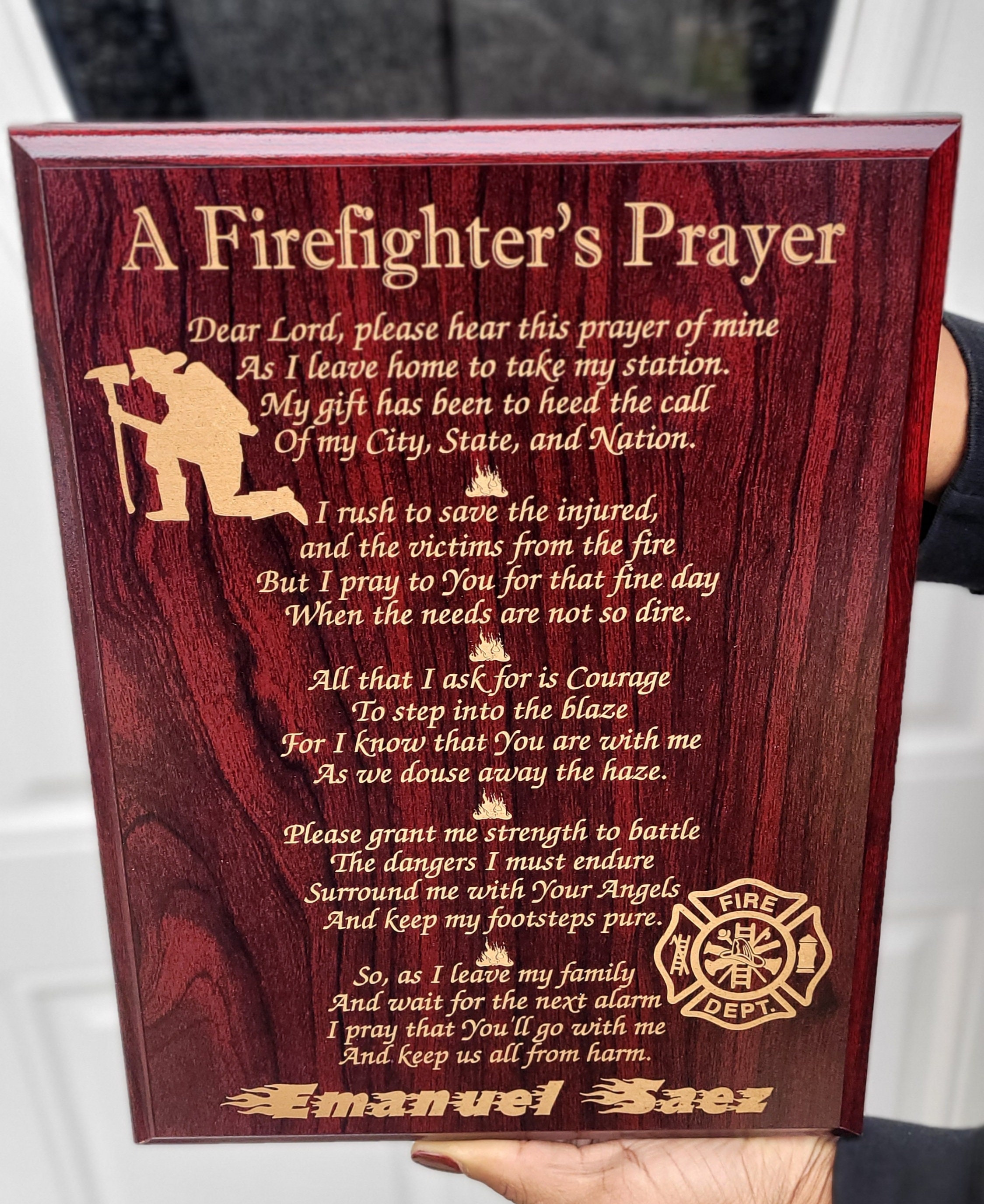 Firefighter's Prayer Personalized Laser Engraved Fireman - Etsy