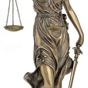 Blind Lady Justice Statue, Greek Statue, Bronze Statue, Office Gift, Gifts for Lawyers, Engraved Statue, Greek Goddess Statue,Divine Goddess image 9