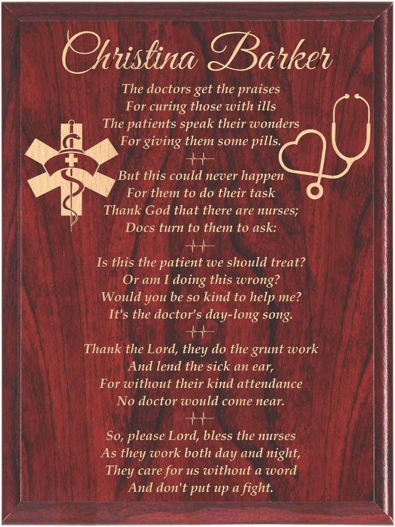 Nurse Prayer Plaque Personalized Poem Retirement Graduation image 4.