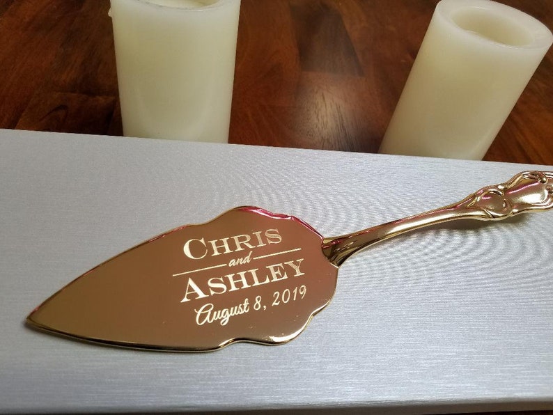 Gold Cake KNIFE and SERVER Set With Personalized Engraved Etsy