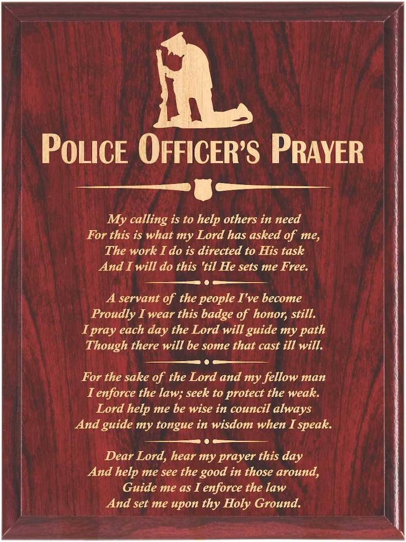Police Officer's Prayer Personalized Laser Engraved Custom Etsy Australia