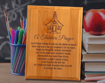 Teacher's Prayer Plaque Red Alder Custom Engraved Teacher Prayer Plaque - Teacher Award, Prayer Plaque, Profession Prayer,
