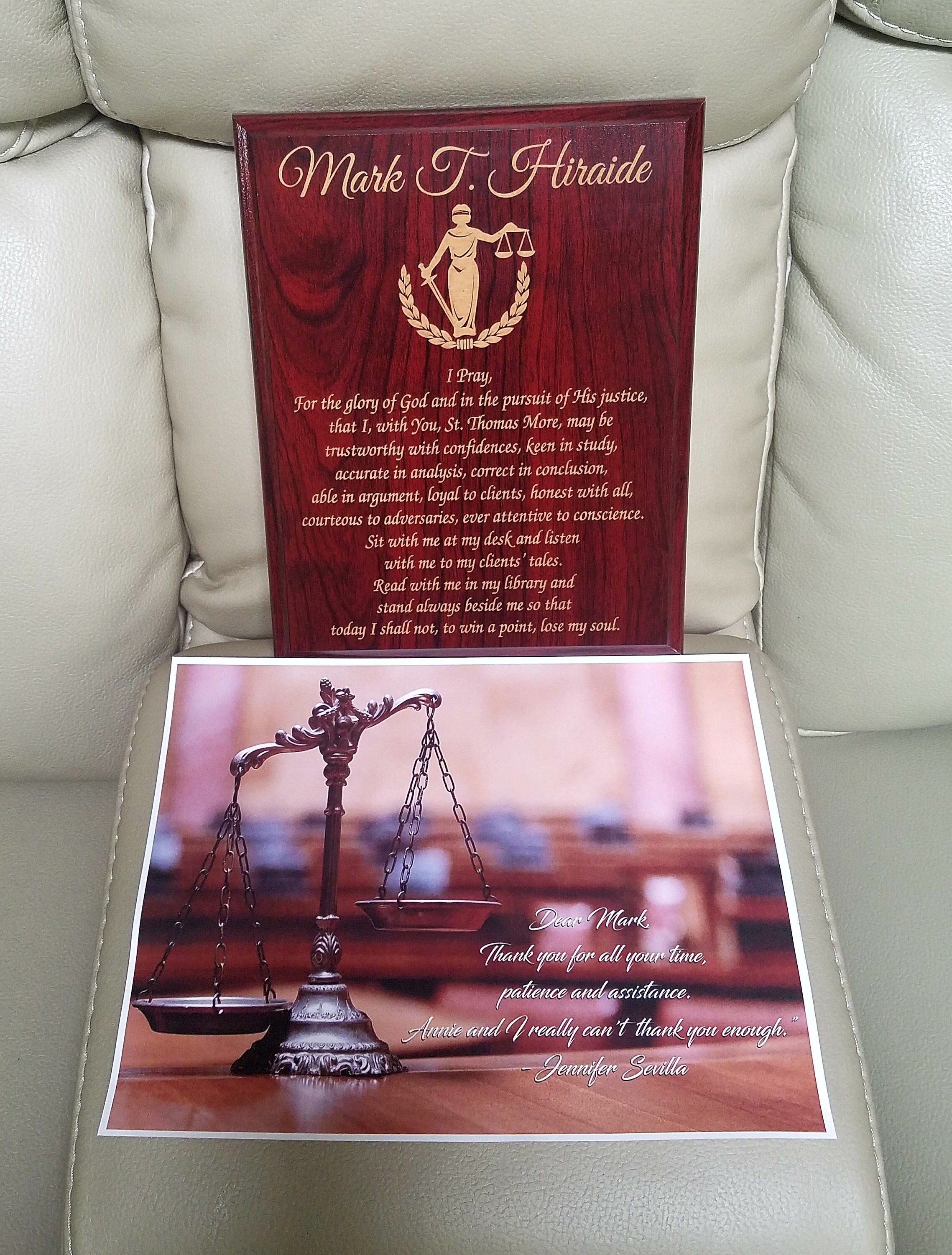 Personalized Lawyer Gift Idea Laser Engraved Prayer Plaque Law Etsy