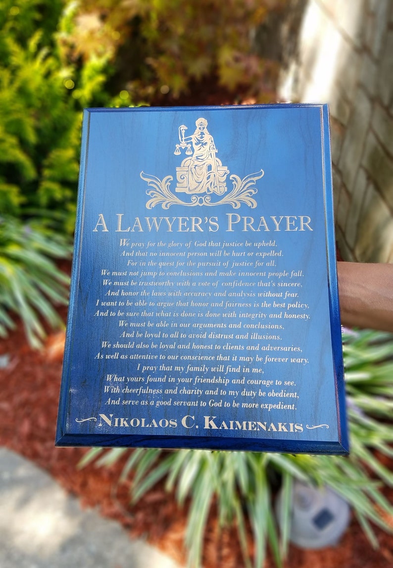 Lawyer Prayer Plaque Personalized Poem Engraved Attorney Gift Etsy
