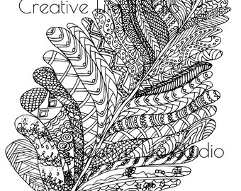 Feather Tangle Adult Coloring Page