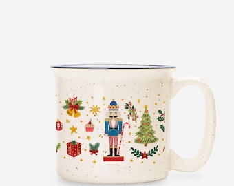 Christmas Nutcrackers Ceramic Mug - Speckled Cream 13oz