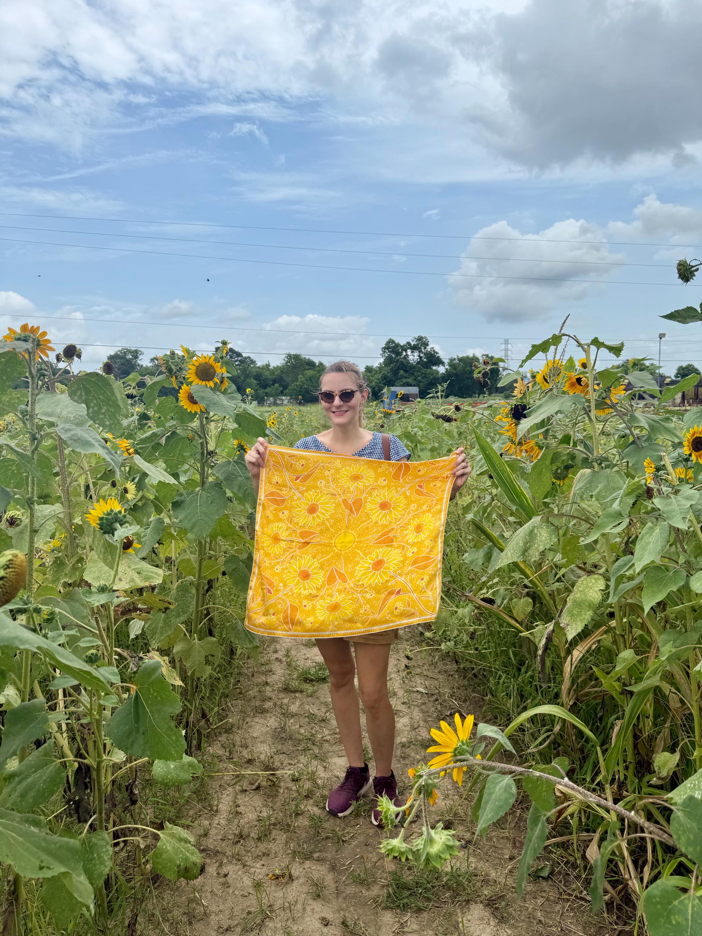 Solar Silk Scarf - Peacoat Blue Suns