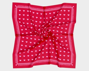 Sweetheart Red with Pink Hearts Silk Scarf