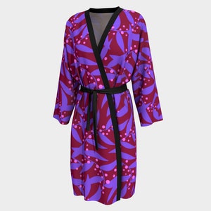 Silk Robe - Magenta and Purple Passion Vines