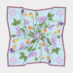 Silk Scarf - Passion Flower and Fruit Vines