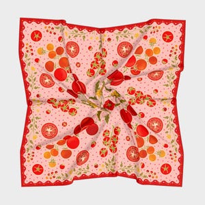 Silk Scarf - Tomatoes and Polka Dots
