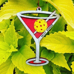 Adorno navideño de Pickleball Martini, regalo con juego de palabras
