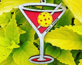 Pickleball Martini Christmas Ornament, Dink Pun Gift