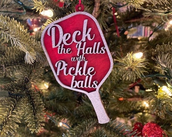 Deck the Halls with Pickleballs Ornament for Christmas, perfect gift for pickleball lovers and players, special and unique gift