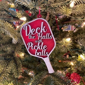 Deck the Halls with Pickleballs Ornament for Christmas, perfect gift for pickleball lovers and players, special and unique gift