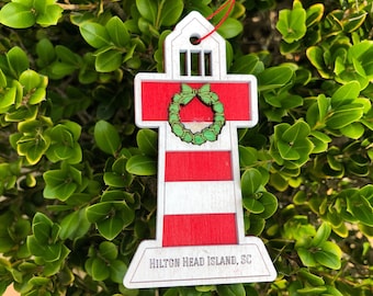 Hilton Head Lighthouse Wooden Ornament, Island Souvenir