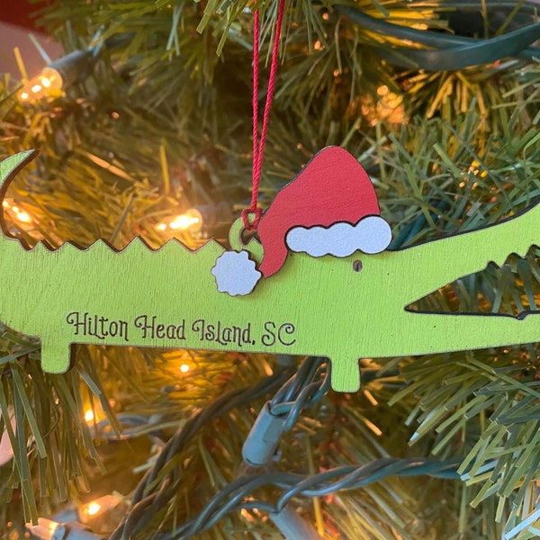 Hilton Head Alligator Ornament, Hilton Head Island Souvenir, Keepsake, Christmas Present