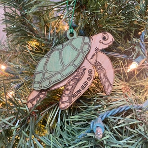 Adorno de tortuga de madera de Hilton Head, recuerdo de la isla