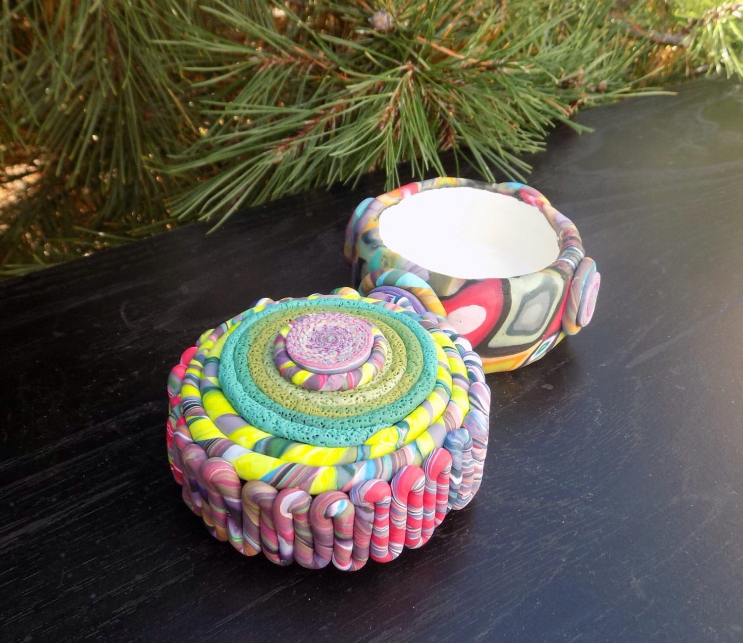 Unique polymer clay jewelry box stash box boho decor Etsy