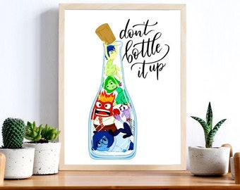 Print, Inside Oot "Don't Bottle it up" Geestelijke gezondheidszorg kunstprint