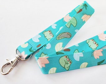 lanyard, frog lanyard, green frog lanyard, cute frog accessory