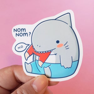 Vinyl Sticker, waterproof stickers, cute waterproof sticker, laptop stickers, water bottle stickers, cute vinyl stickers, King Shark Noms