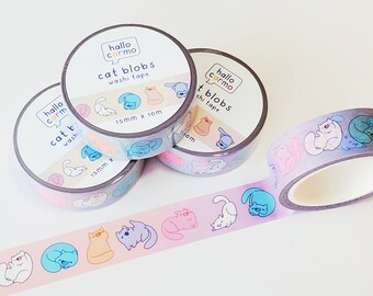 washi tape, bullet journaling washi tape, fat cat washi tape, cute washi tape, 15mm x 10m washi tape