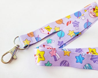 lanyard, video game lanyard, kirby lanyard, video game accessory, cute kirby accessory