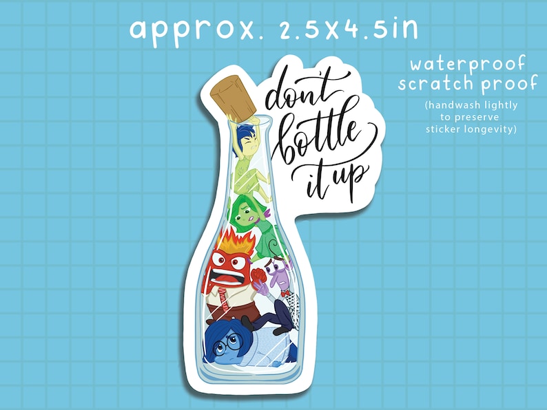 Vinyl Sticker, Mental health sticker, waterproof stickers, laptop stickers, water bottle stickers, cute vinyl sticker, inside out sticker image 2