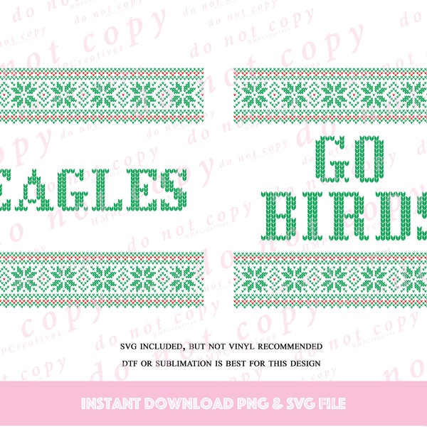 Philadelphia Football Ugly Christmas Sweater Go Birds SVG Cut File & PNG Sublimation for Cricut