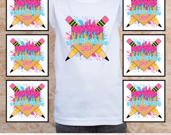 Ice Cream Drip Youth Kindergarten 1st 2nd 3rd 4th 5th Grade Back to School PNG Bundle for DTF