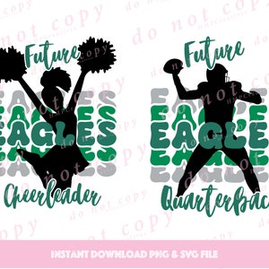 Zukünftige Adler Cheerleader Quarterback SVG PNG Schnittdateien für Cricut