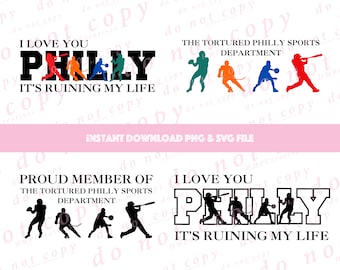 Philadelphia Sports torturó a Philly SVG Cut File & PNG Sublimación para Cricut