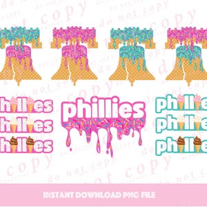 Philadelphia Baseball Eistüte Tropfenfänger rosa Teal PNG Instant Digital für Sublimation und DTF