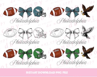 Philadelphia Football Coquette Bow Girly trendy digitaal png-bestand voor shirt en Cricut