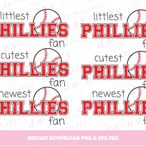 Philadelphia Baseball Baby Littlest Cutest Newest Fan with and without Bow SVG Cut File & PNG Sublimation for Cricut